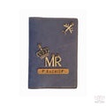 Mr - Personalized Grey Leather Finish Passport Cover