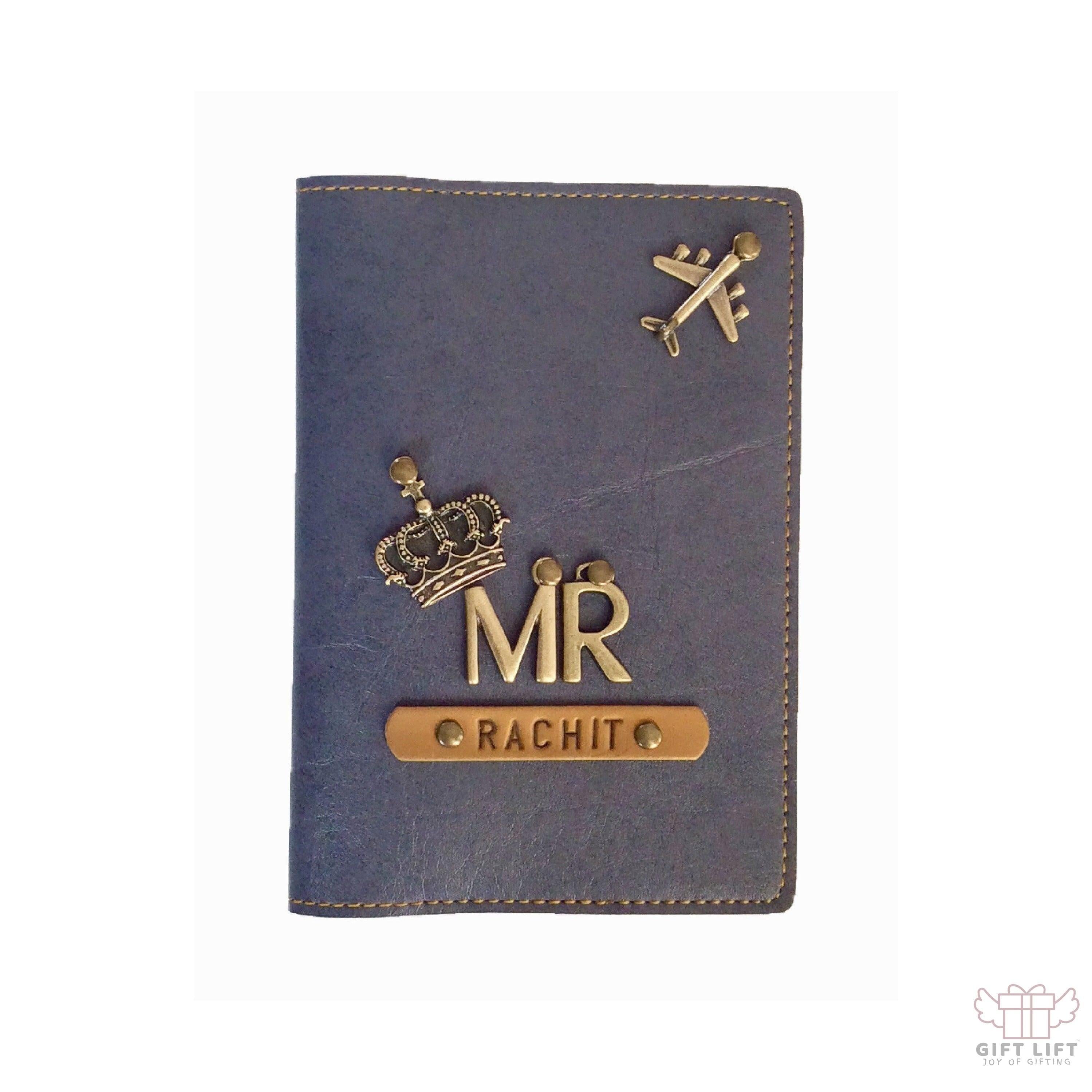 Mr - Personalized Grey Leather Finish Passport Cover