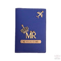 Mr - Personalized Navy Leather Finish Passport Cover