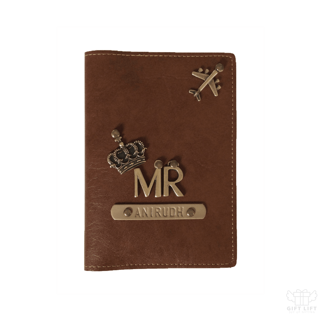 Mr - Uniquely Personalized Tan Leather Finish Passport Cover - www.giftlift.in