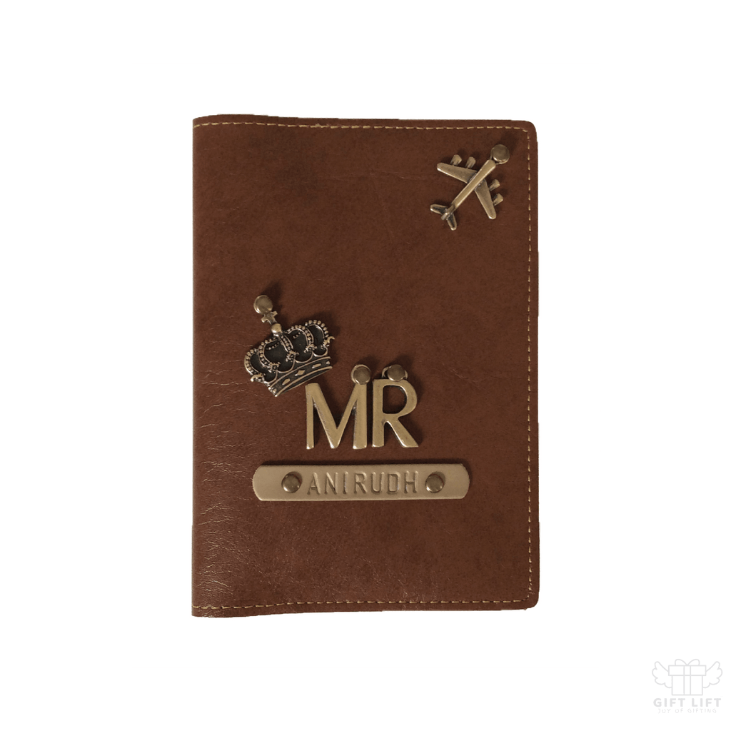 Mr - Personalized Tan Leather Finish Passport Cover