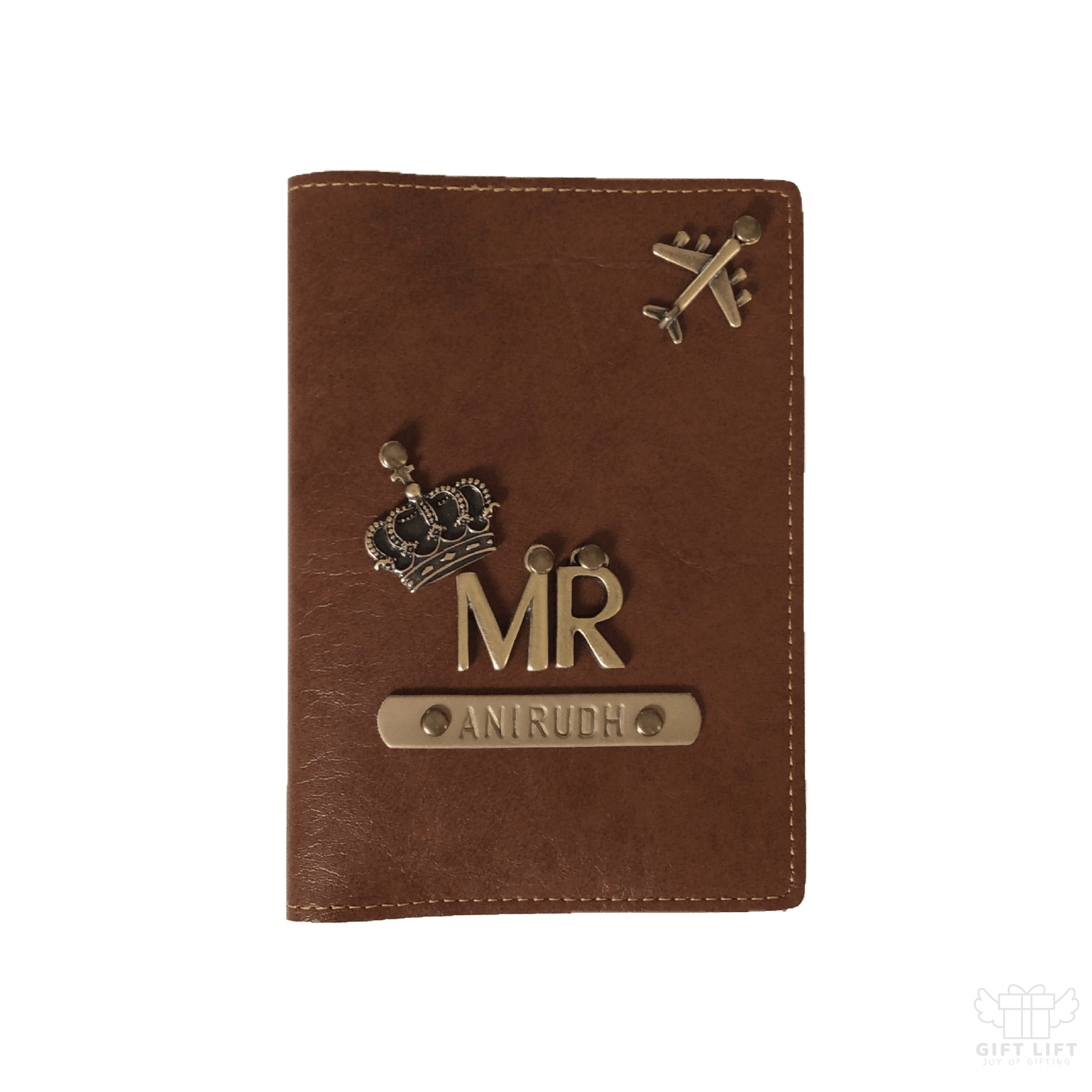 Mr - Personalized Tan Leather Finish Passport Cover