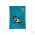 Mr - Uniquely Personalized Turquoise Leather Finish Passport Cover - www.giftlift.in
