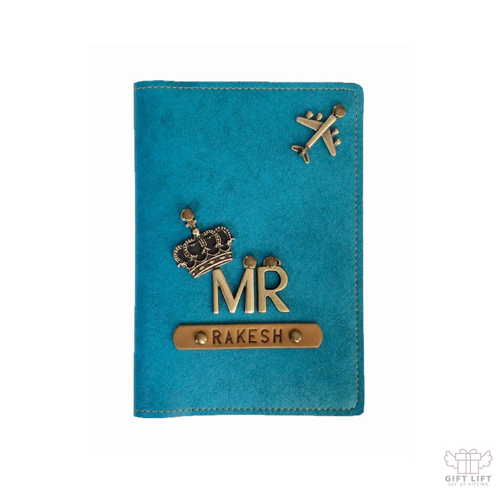 Mr - Personalized Turquoise Leather Finish Passport Cover