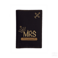 Mrs -Personalized  Black Leather Finish Passport Cover