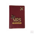 Mrs - Personalized Maroon Leather Finish Passport Cover
