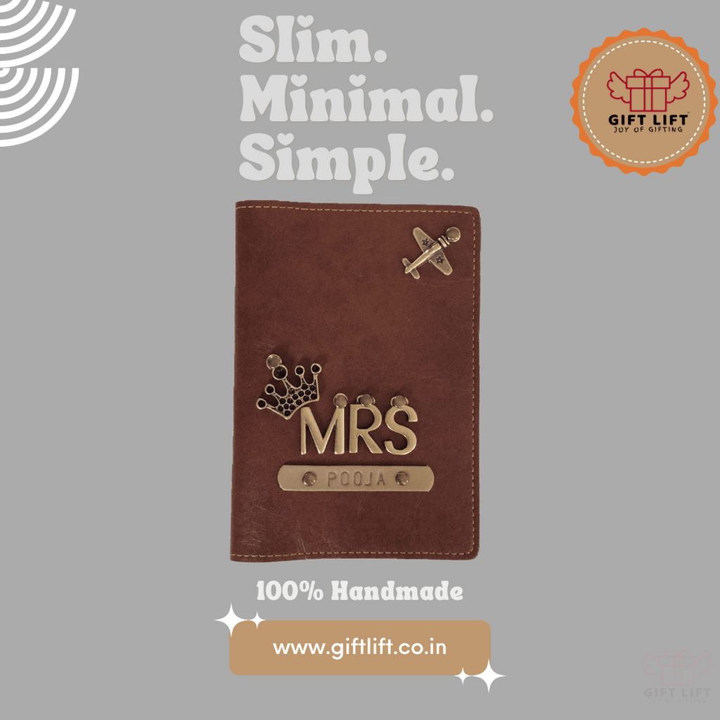 Mrs - Personalized Tan Leather Finish Passport Cover