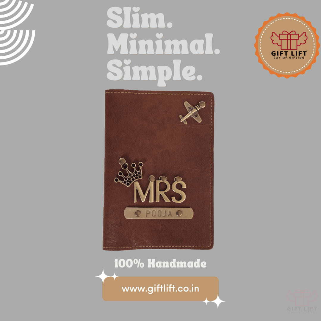 Mrs - Personalized Tan Leather Finish Passport Cover