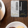 Personalised Black and White Marble Initial Coaster Set Of 2 - Gift Lift