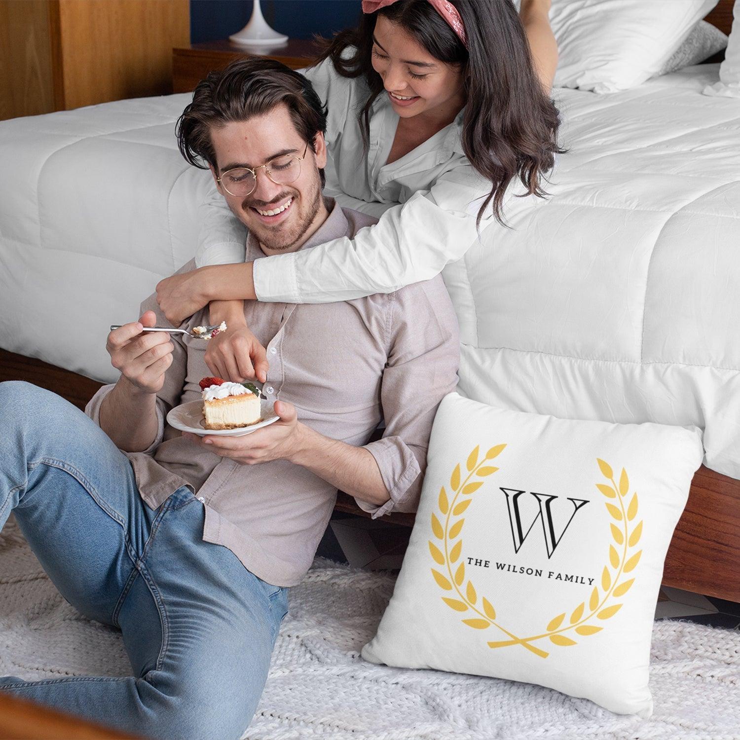 Personalised Family Name Chalkboard Monogram Cushion Cover - Gift Lift