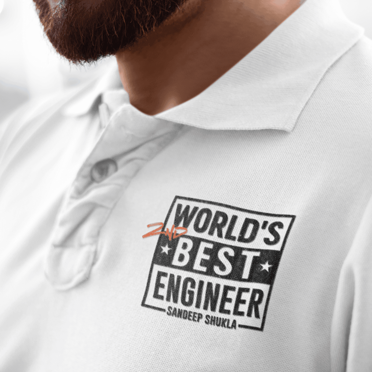 Personalised Gift Prank - Polo T-Shirt - World's 2nd Best Engineer - Gift Lift