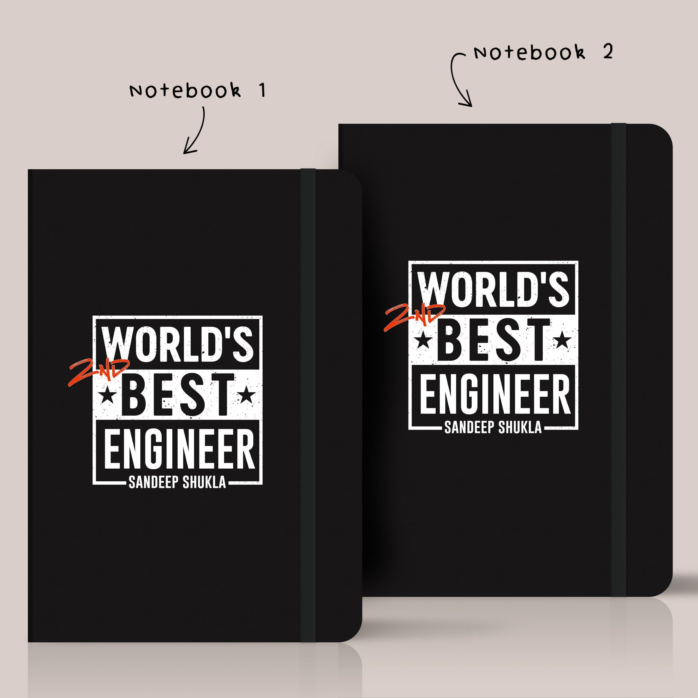 Personalised Gift Prank - Set of 2 Notebooks - World's 2nd Best Engineer - Gift Lift