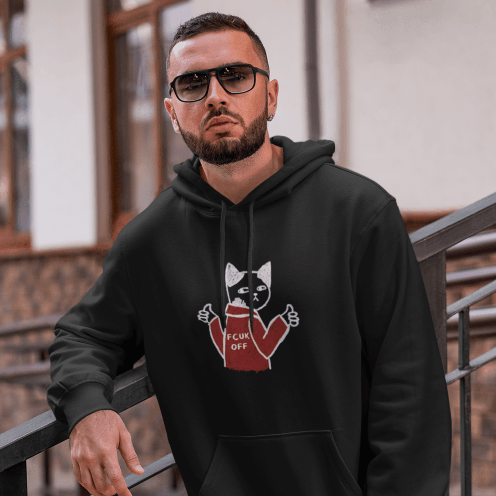 Personalised Hoodie - Angry Cat "Your Words" Design | Customised Hoodie For Mens and Womens - Gift Lift
