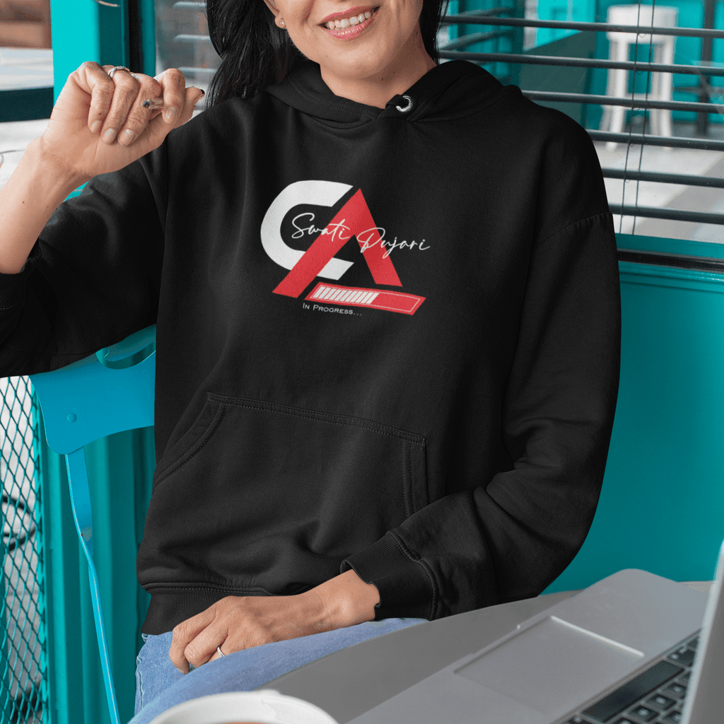 Personalised Hoodie for CA | In Progress Name Design | Customised Hoodie for Chartered Accountant - Gift Lift