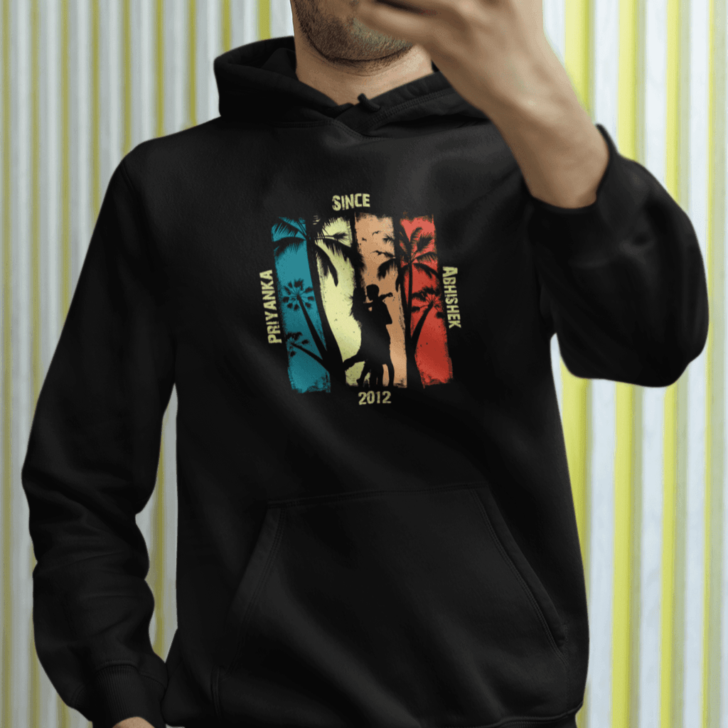 Personalised Hoodie for Couple. Beach Couple Art Hoodie | Customised Hoodie for the Couple - Gift Lift