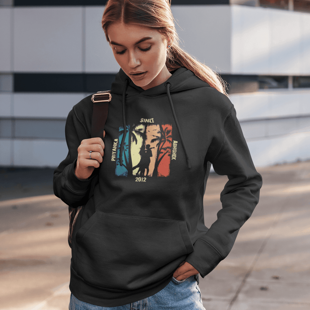 Personalised Hoodie for Couple. Beach Couple Art Hoodie | Customised Hoodie for the Couple - Gift Lift