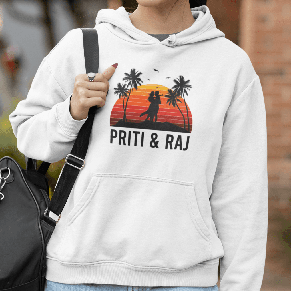 Personalised hoodies for Couples | Sunset Couple Name Unisex Hoodie | Customised gifts for Couples - Gift Lift