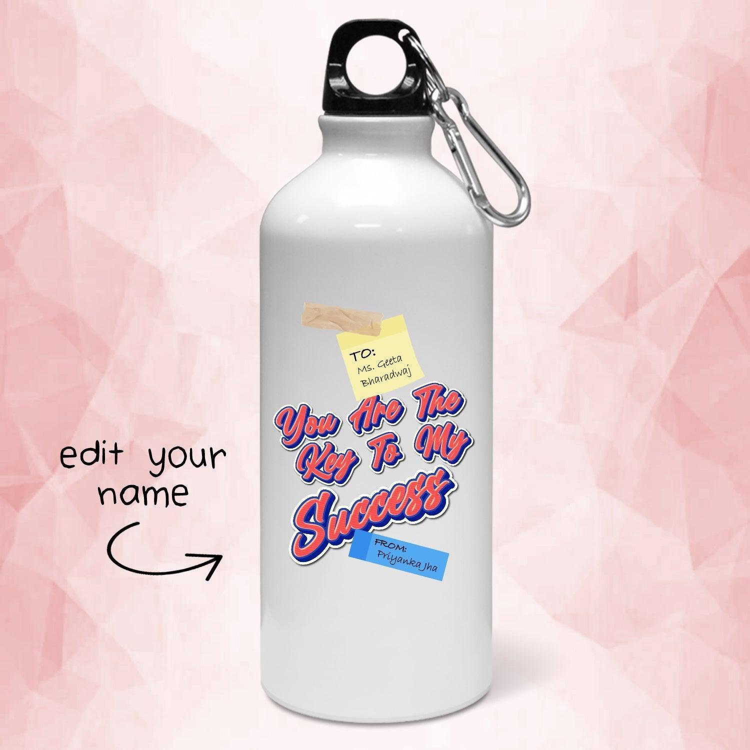 Personalised Key To Success Teacher Art Water Bottle - Gift Lift