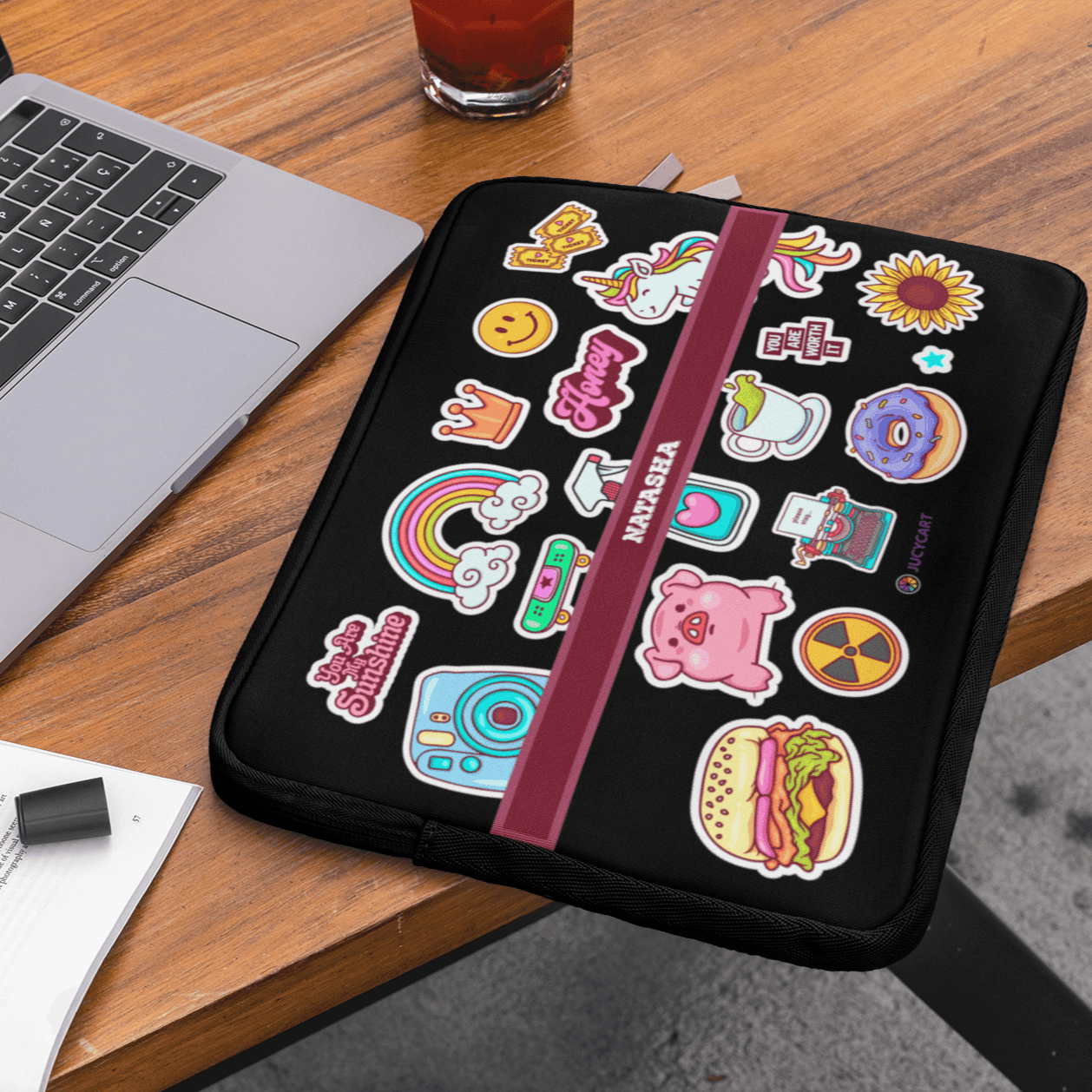 Personalised Laptop Sleeve | with Cute Stickers Art with Your Name - Gift Lift
