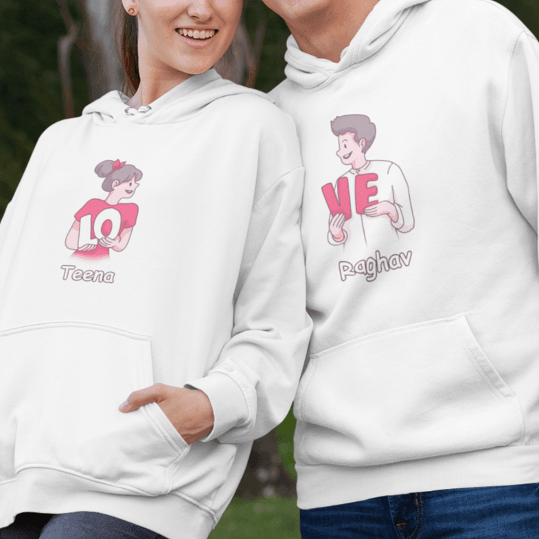 Personalised LOVE Couple Romantic Hoodie - Set of 2 | Ideal Gift for Couples - Gift Lift