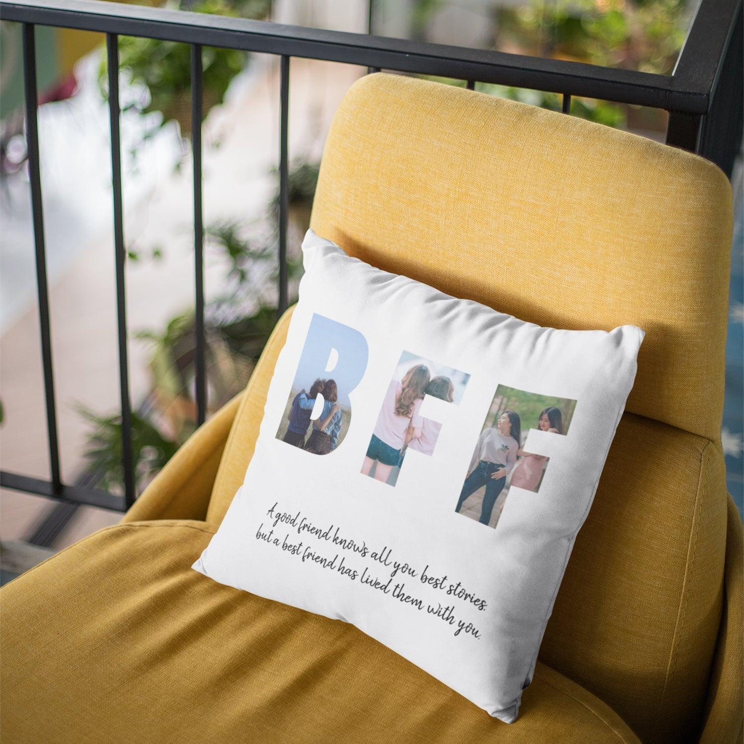Personalised Modern BFF Photo Collage Best Friend Besties Quote Throw Pillow - Gift Lift