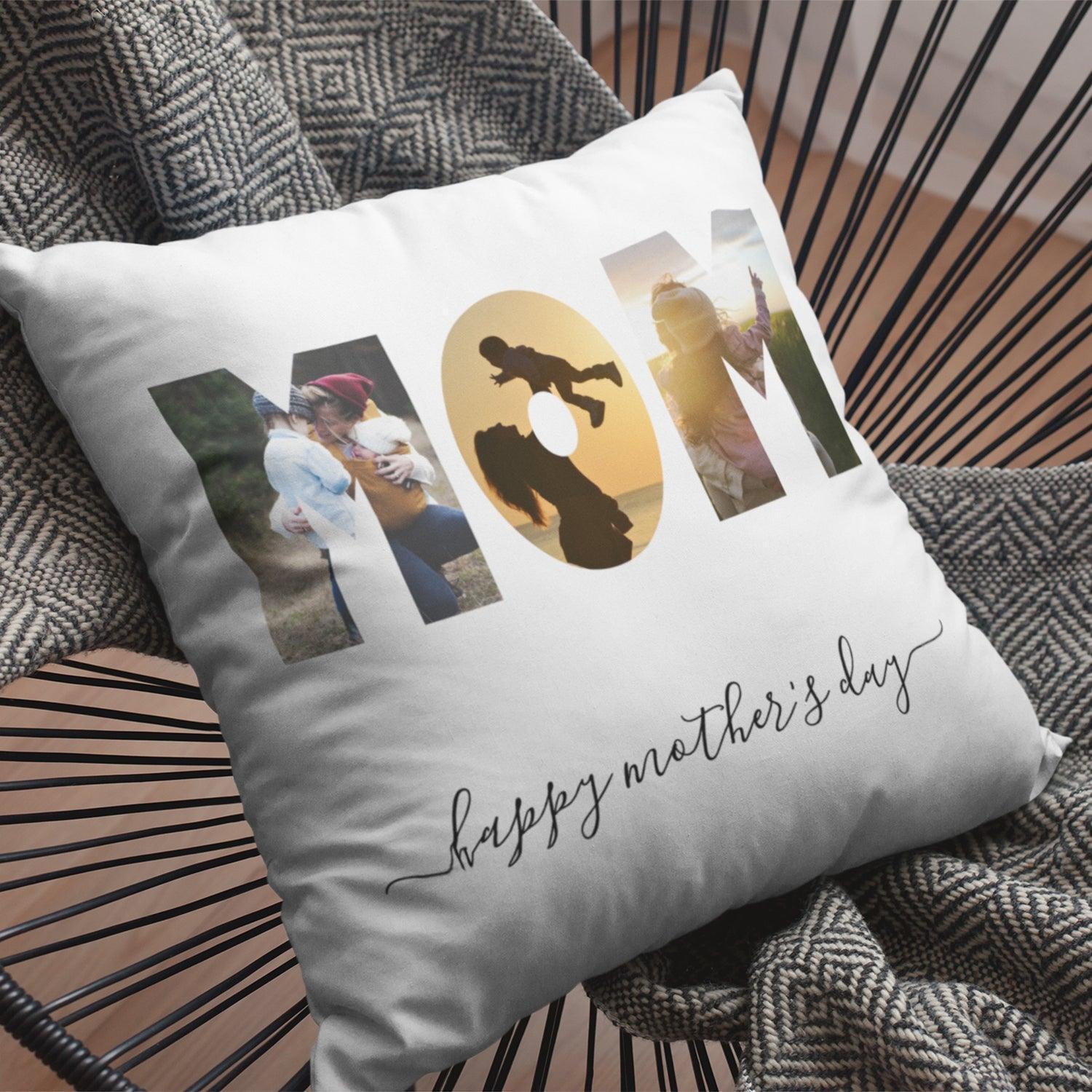 Personalised Modern Chic Mother's Day Mom Family Photo Collage Cushion Cover - Gift Lift