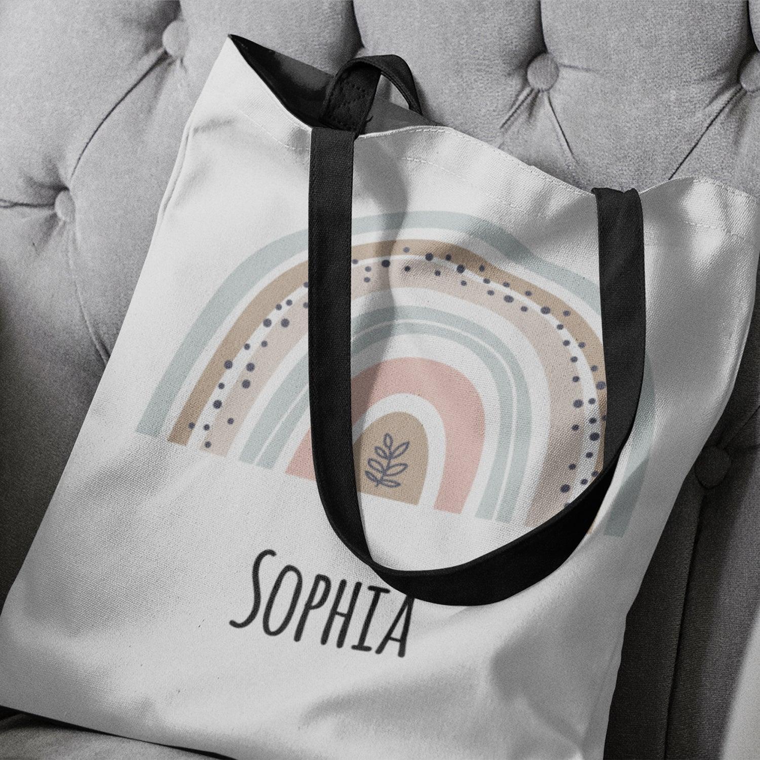 Personalised Modern Watercolor Rainbow Custom Name Tote Bag - Gift Lift