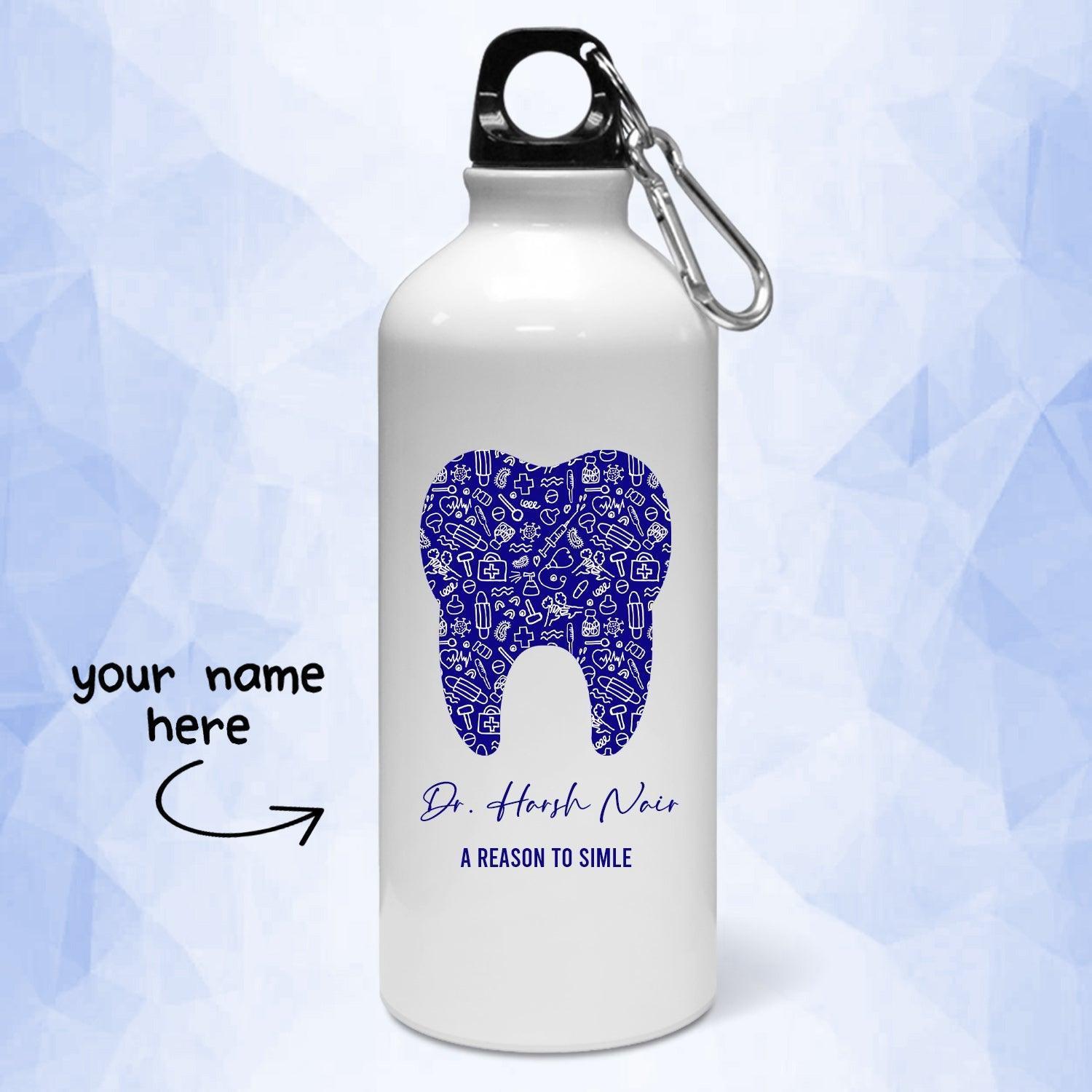 Personalised Name & Slogan Dental Blue Art Sipper Bottle | Personalised Gift - Gift Lift