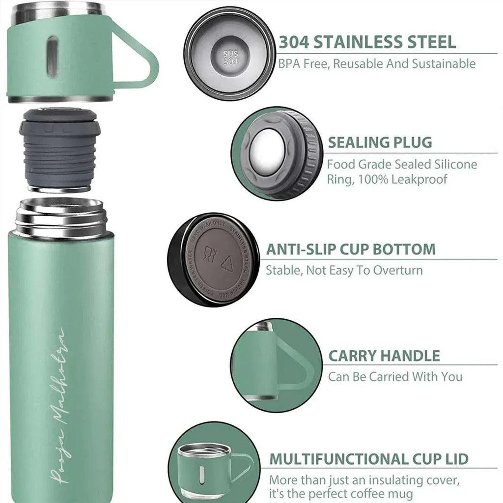 Personalised Thermos With Cup Lid 3 ups Gift Box Set for Travel Outdoor Camping - Gift Lift