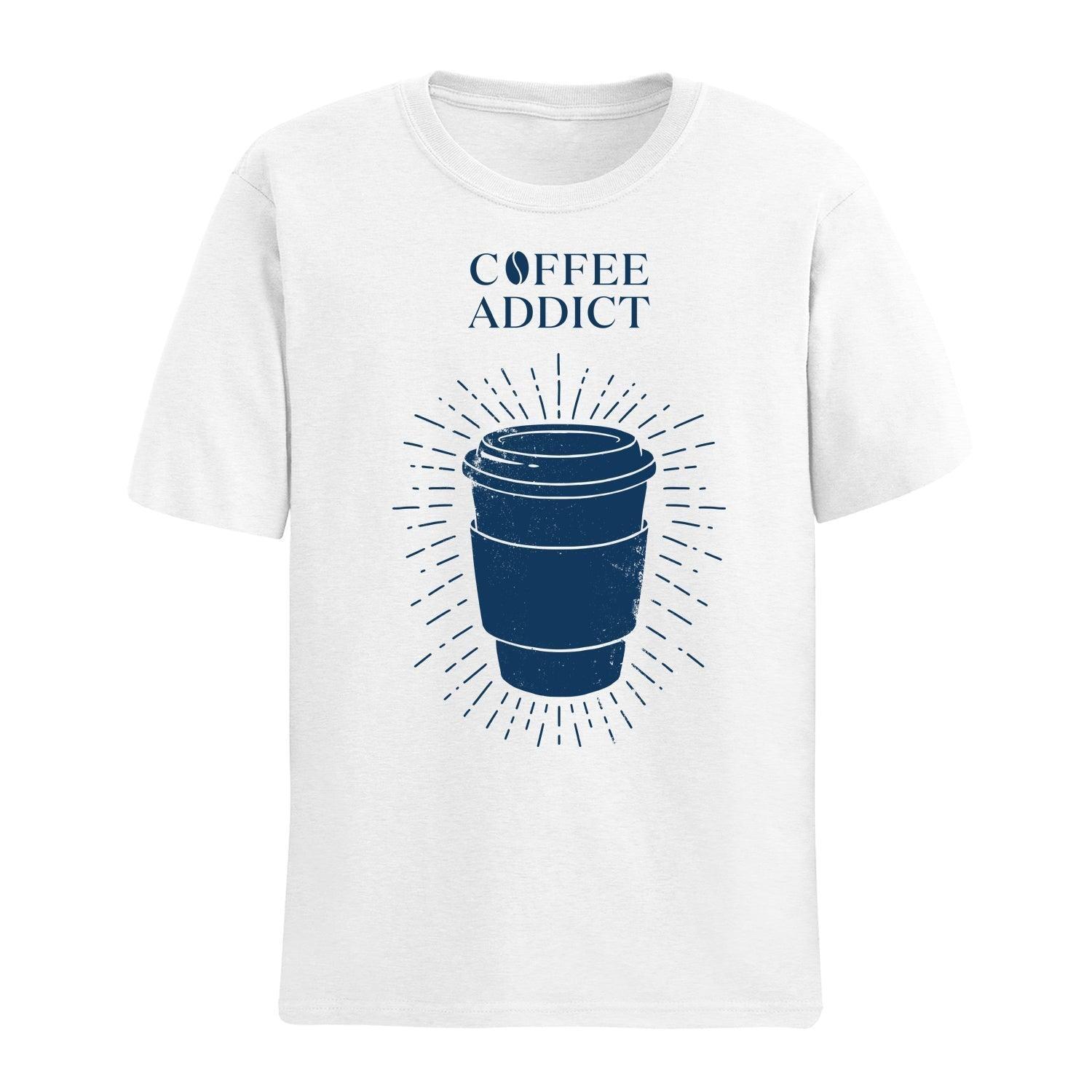 Personalised Tshirt - Coffee Addict Unisex Round Neck Cotton Graphic T Shirt - Gift Lift