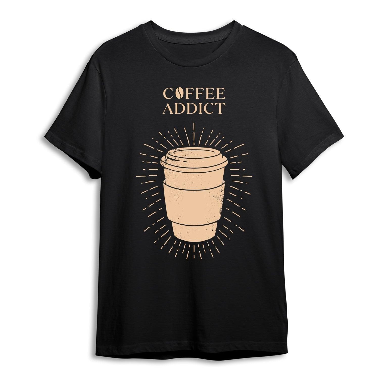 Personalised Tshirt - Coffee Addict Unisex Round Neck Cotton Graphic T Shirt - Gift Lift