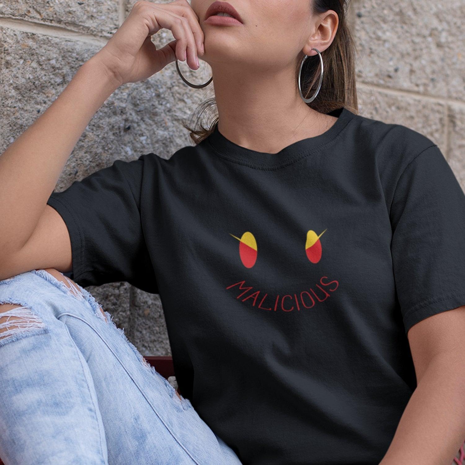 Personalised Tshirt - Evil Smiley Unisex Round Neck Cotton Graphic T Shirt - Gift Lift