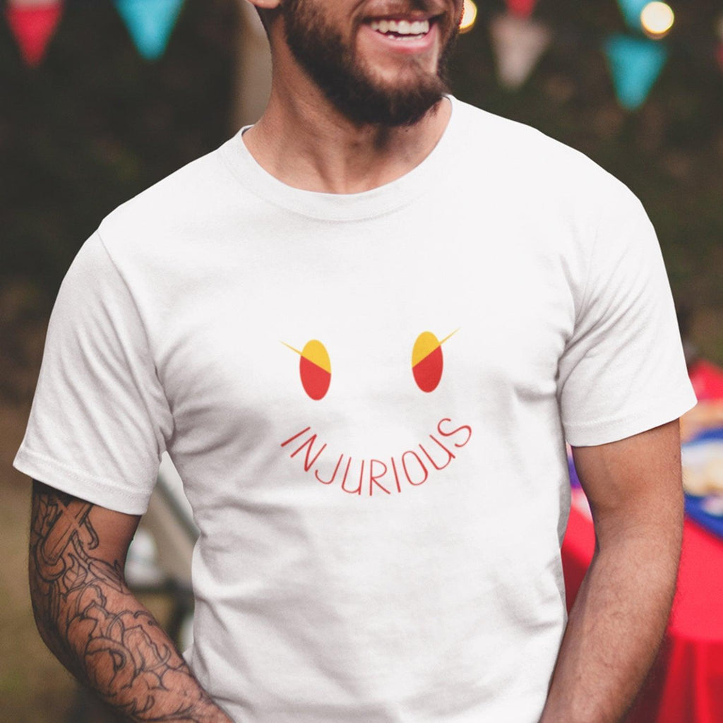 Personalised Tshirt - Evil Smiley Unisex Round Neck Cotton Graphic T Shirt - Gift Lift