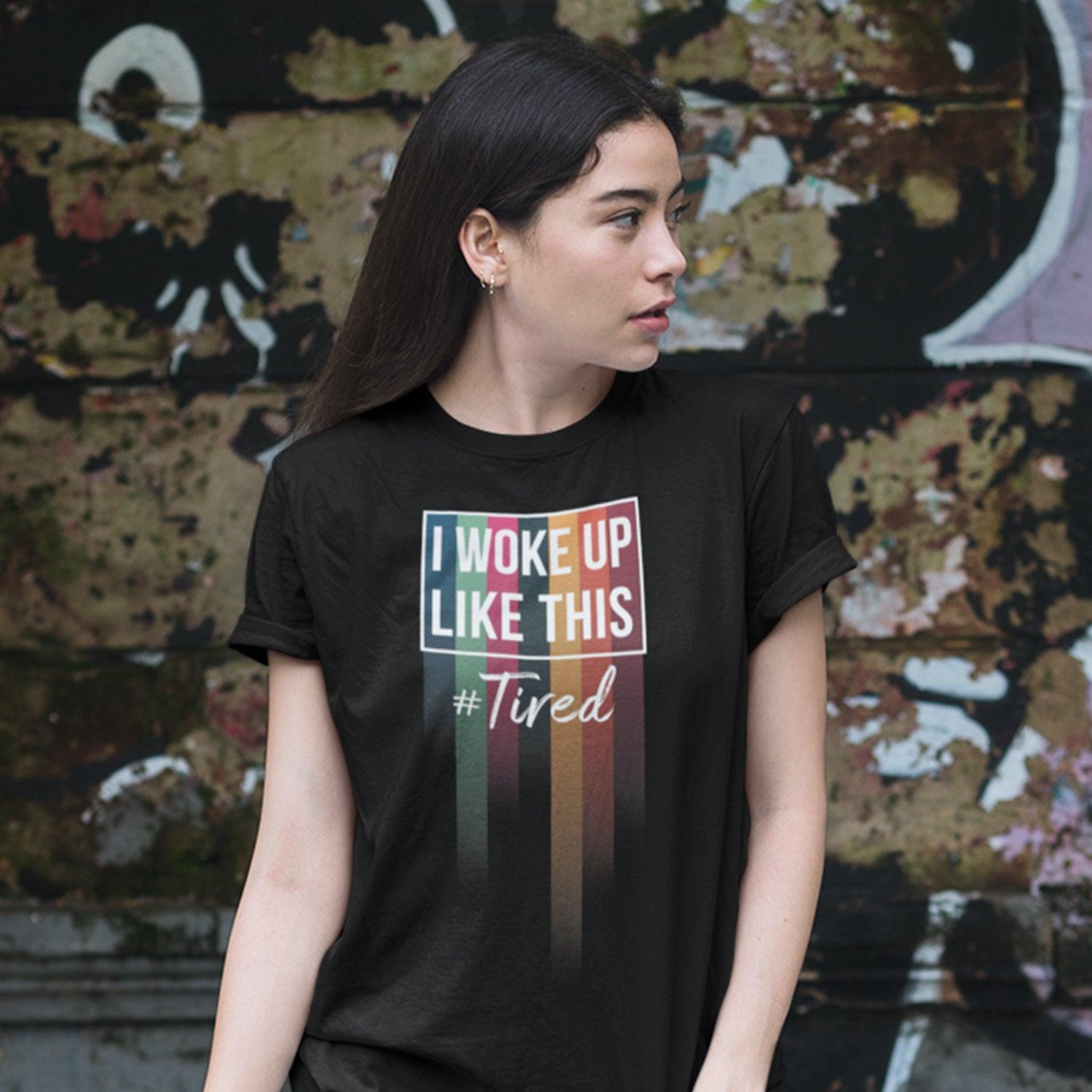 Personalised Tshirt - I Woke Up Art Unisex Round Neck Cotton Graphic T Shirt - Gift Lift