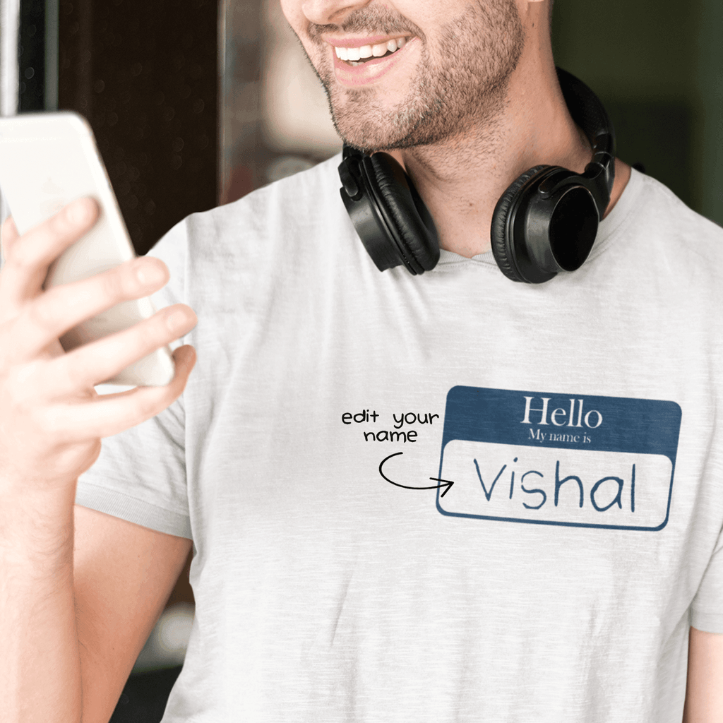 Personalised Tshirt - Name Tag Unisex Round Neck Cotton Graphic T Shirt - Gift Lift