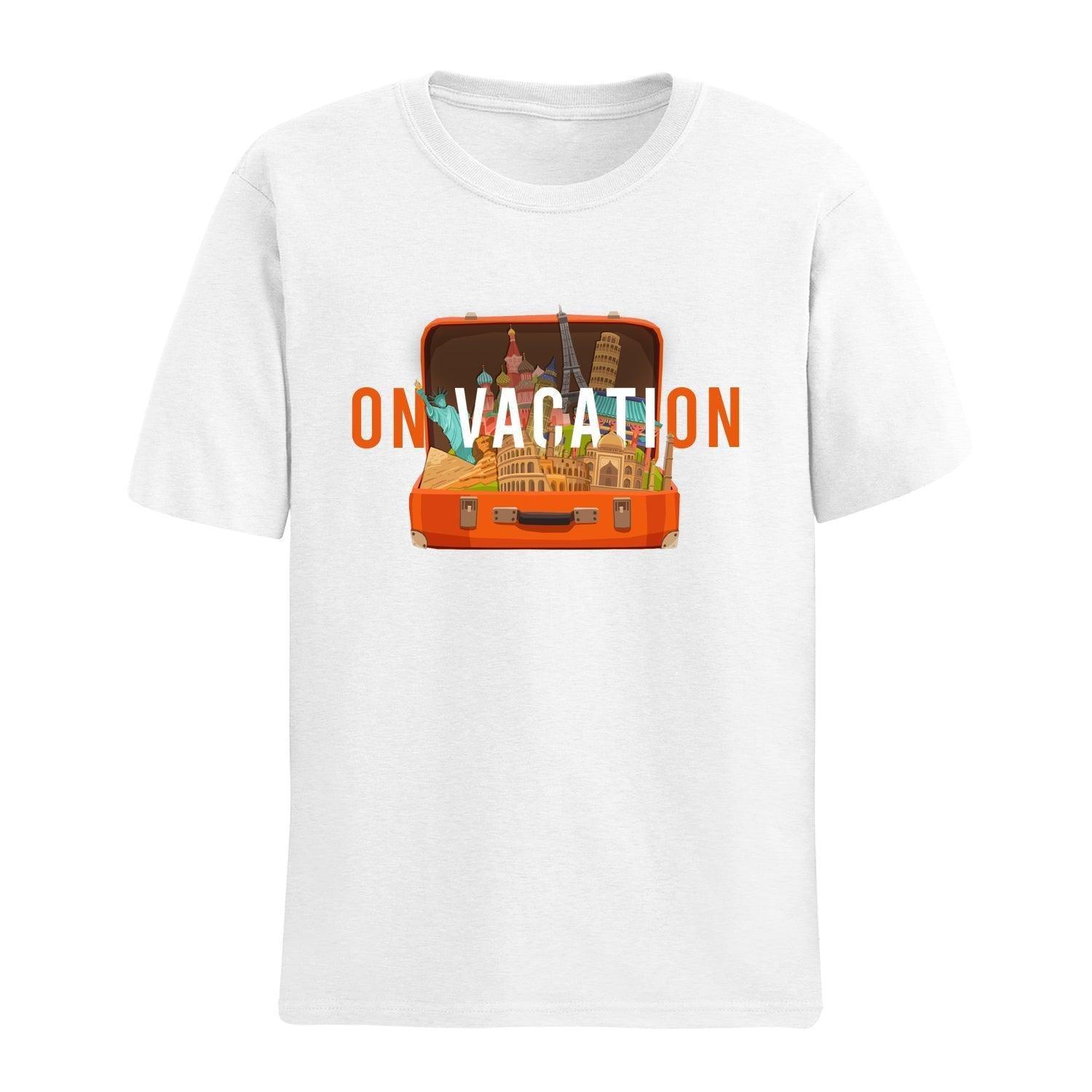 Personalised Tshirt - On Vacation Unisex Round Neck Cotton Graphic T Shirt - Gift Lift