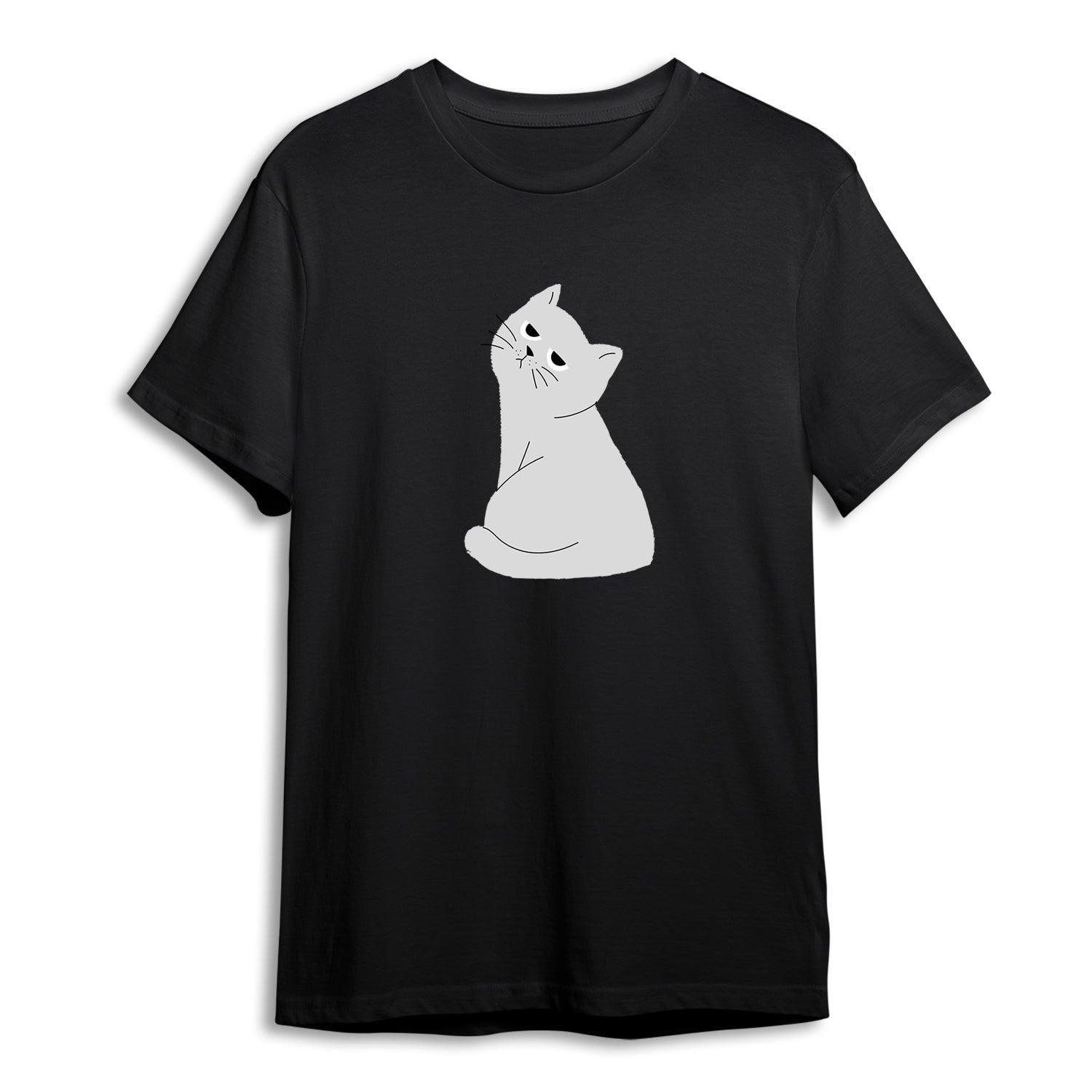 Personalised Tshirt - Sarcastic Cat Art Unisex Round Neck Cotton Graphic T Shirt - Gift Lift
