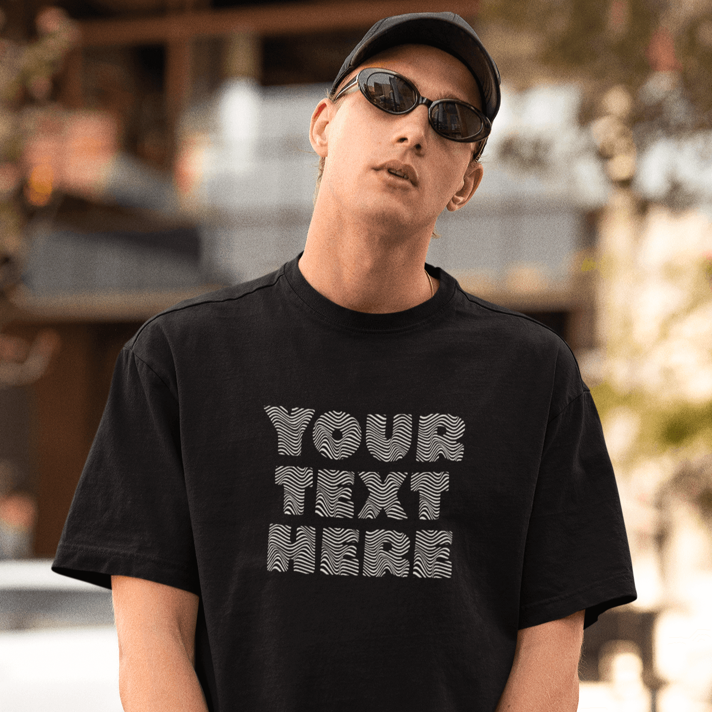 Personalised Tshirt - Wavy Text Art Unisex Round Neck Cotton Graphic T Shirt - Gift Lift