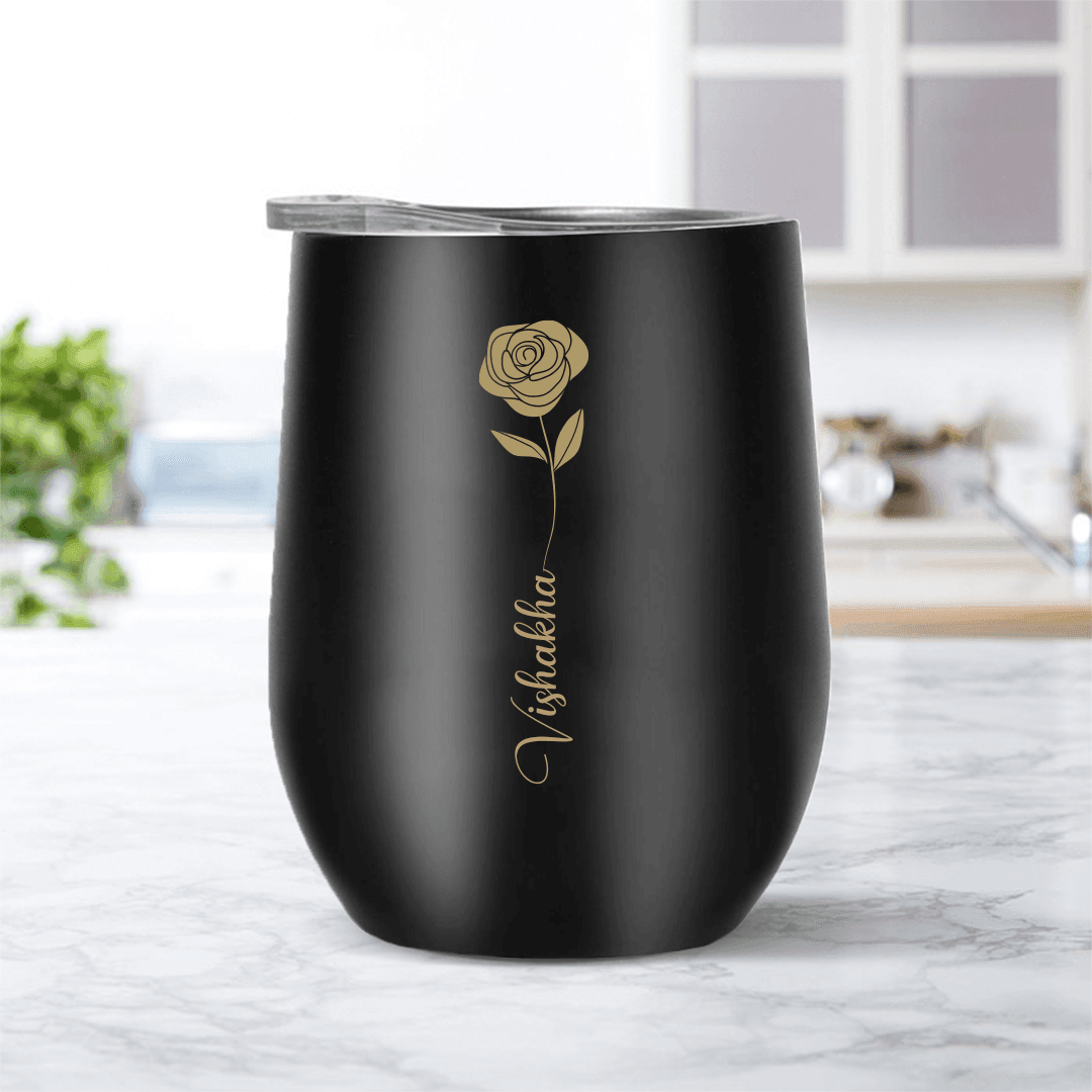 Personalized Abstract Rose Art Name Hot and Cold Steel glass - Gift Lift