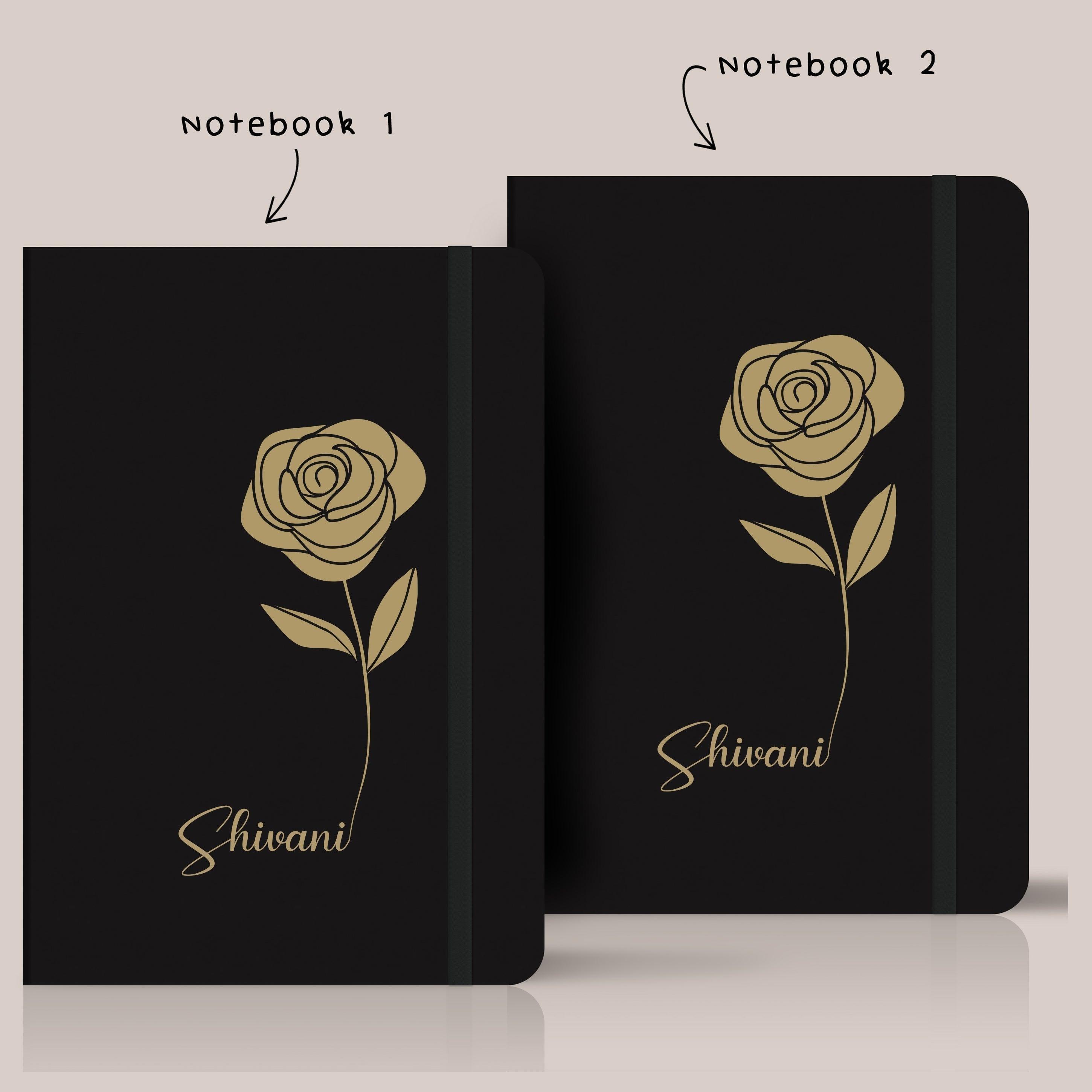 Personalized Abstract Rose Art Name Set of 2 Notebooks - Gift Lift