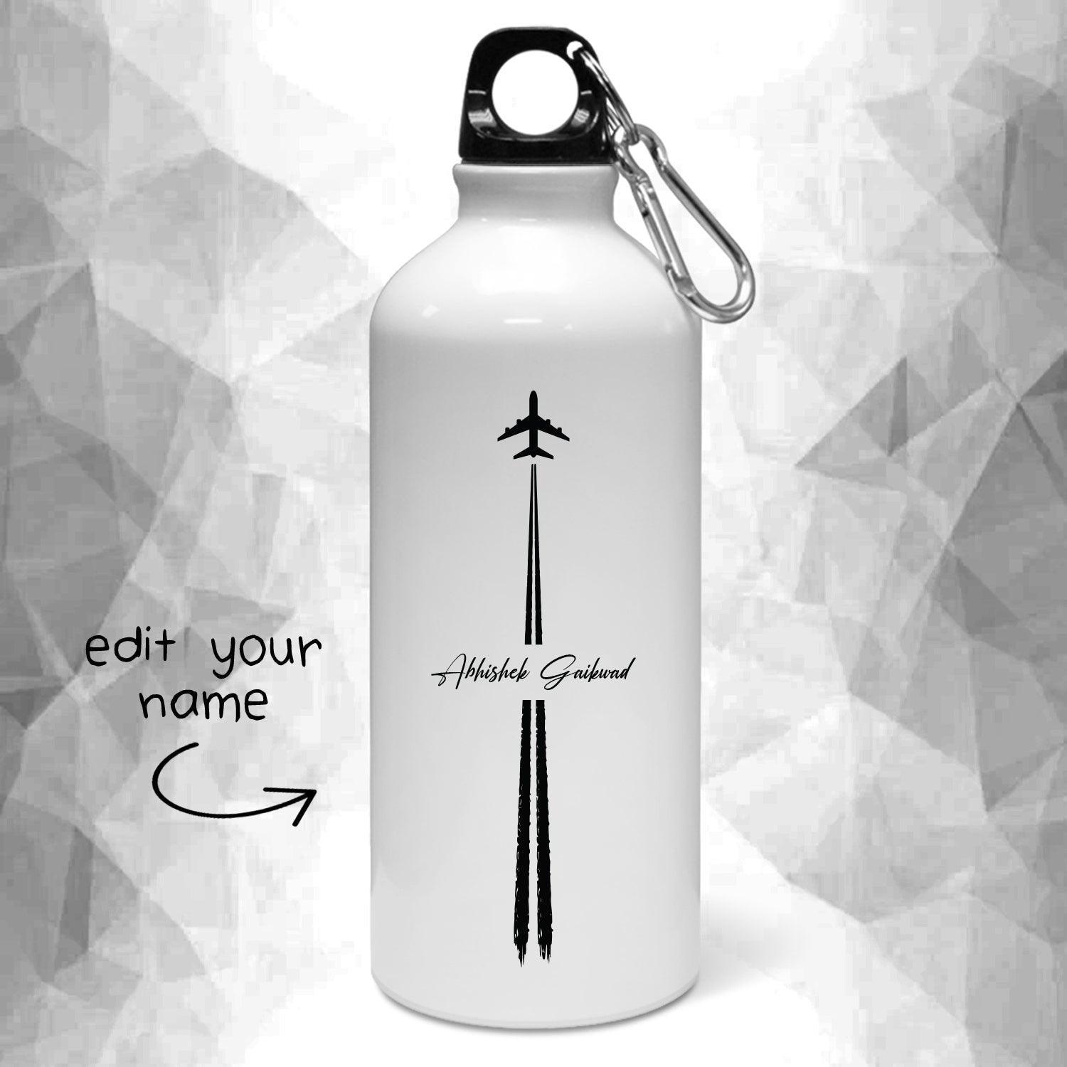 Personalized Aviation Runway Art Name Water Bottle - Gift Lift