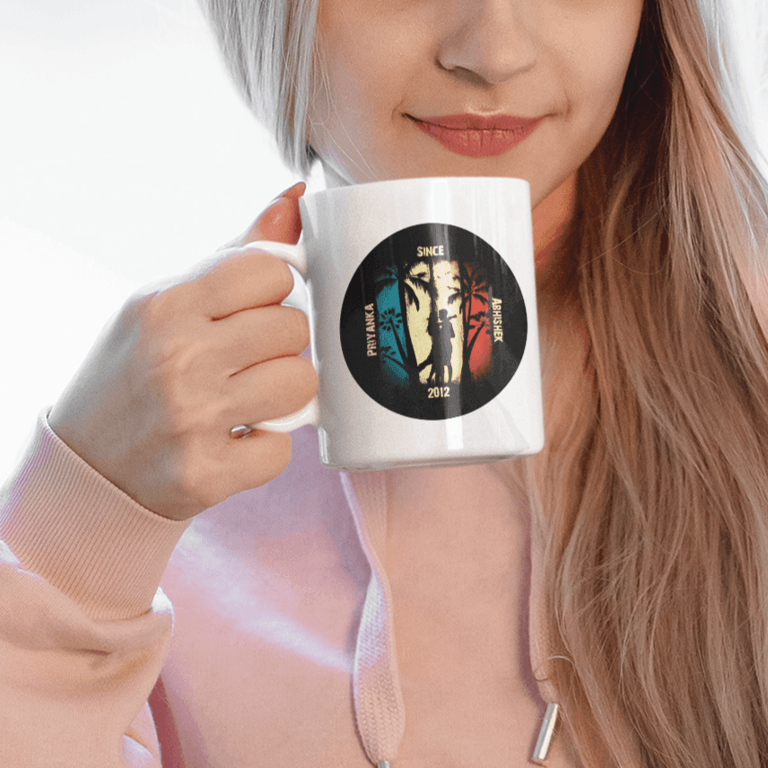 Personalized Beach Couple Art Coffee Mug - Gift Lift