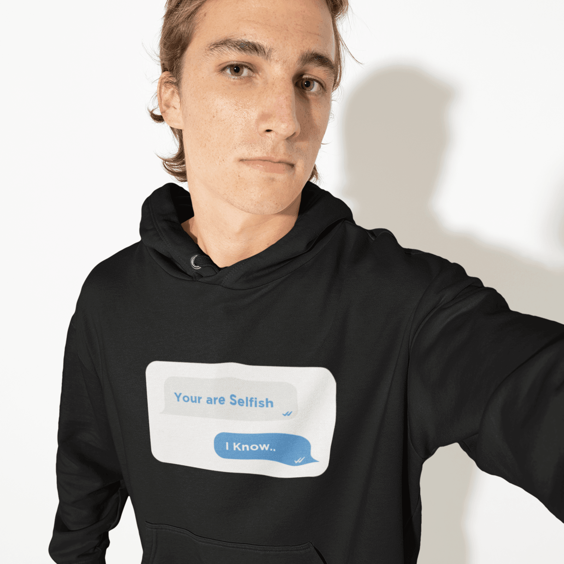 Personalized Black Unisex Hoodie With Your Own Text on Chat Box - Gift Lift