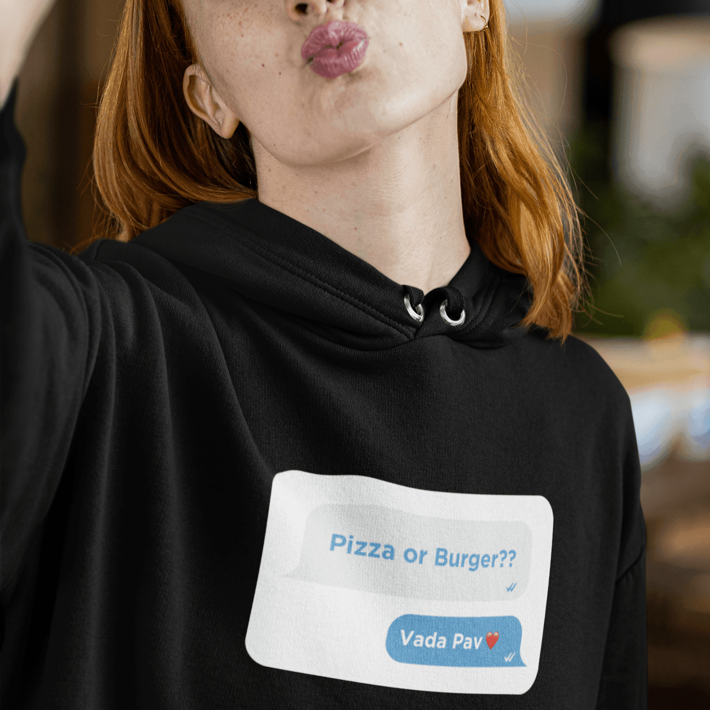 Personalized Black Unisex Hoodie With Your Own Text on Chat Box - Gift Lift