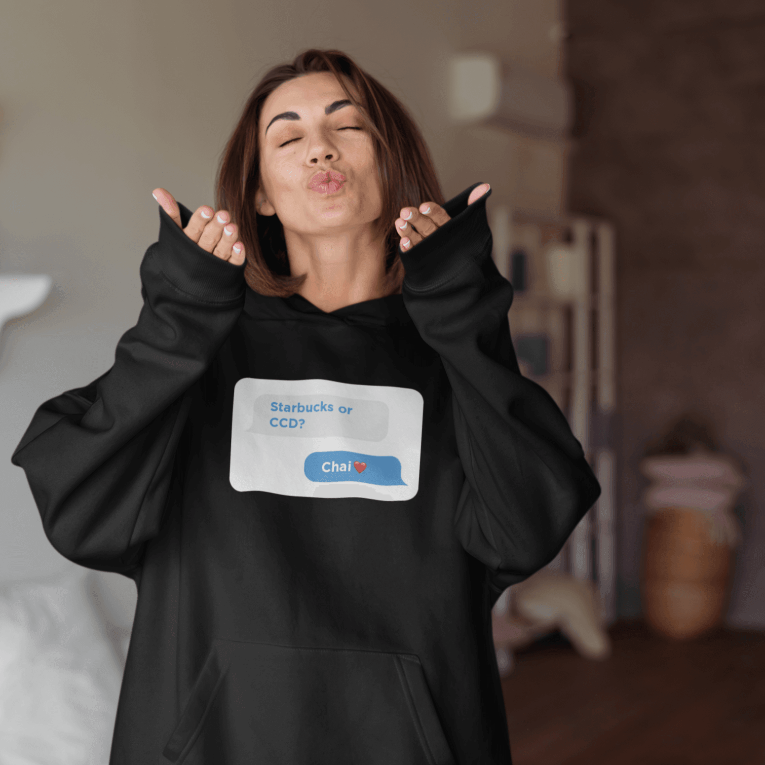 Personalized Black Unisex Hoodie With Your Own Text on Chat Box - Gift Lift