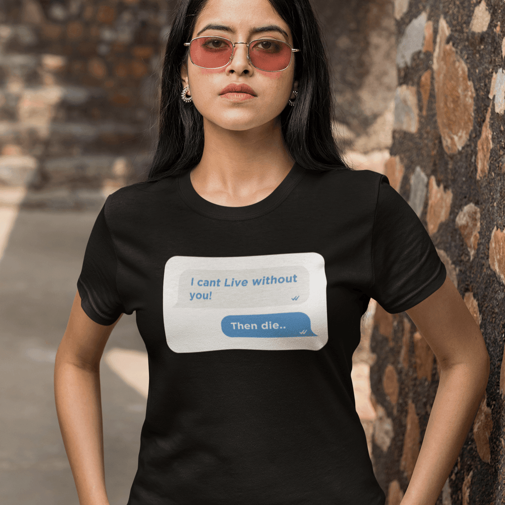 Personalized Black Unisex T-shirt With Your Own Text on Chat Box - Gift Lift