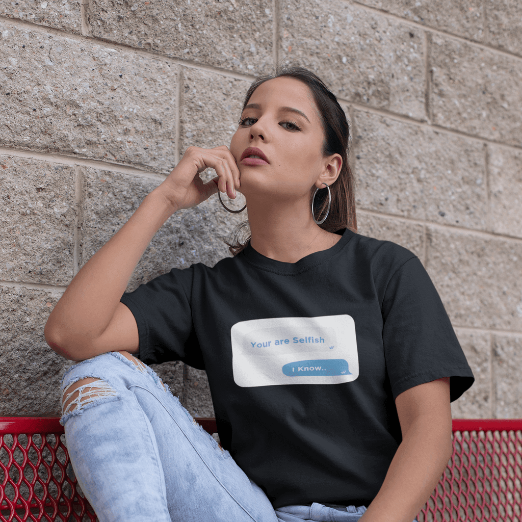 Personalized Black Unisex T-shirt With Your Own Text on Chat Box - Gift Lift