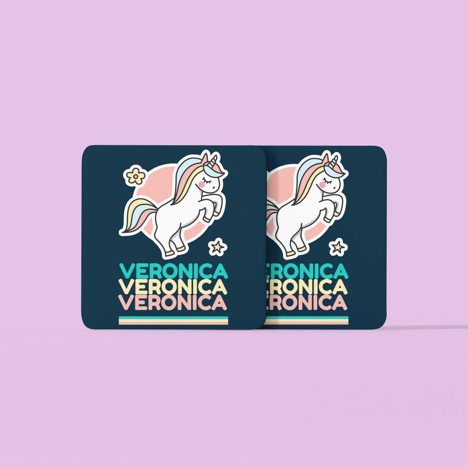 Personalized colorful Unicorn Art Coaster - Set Of 2 - Gift Lift