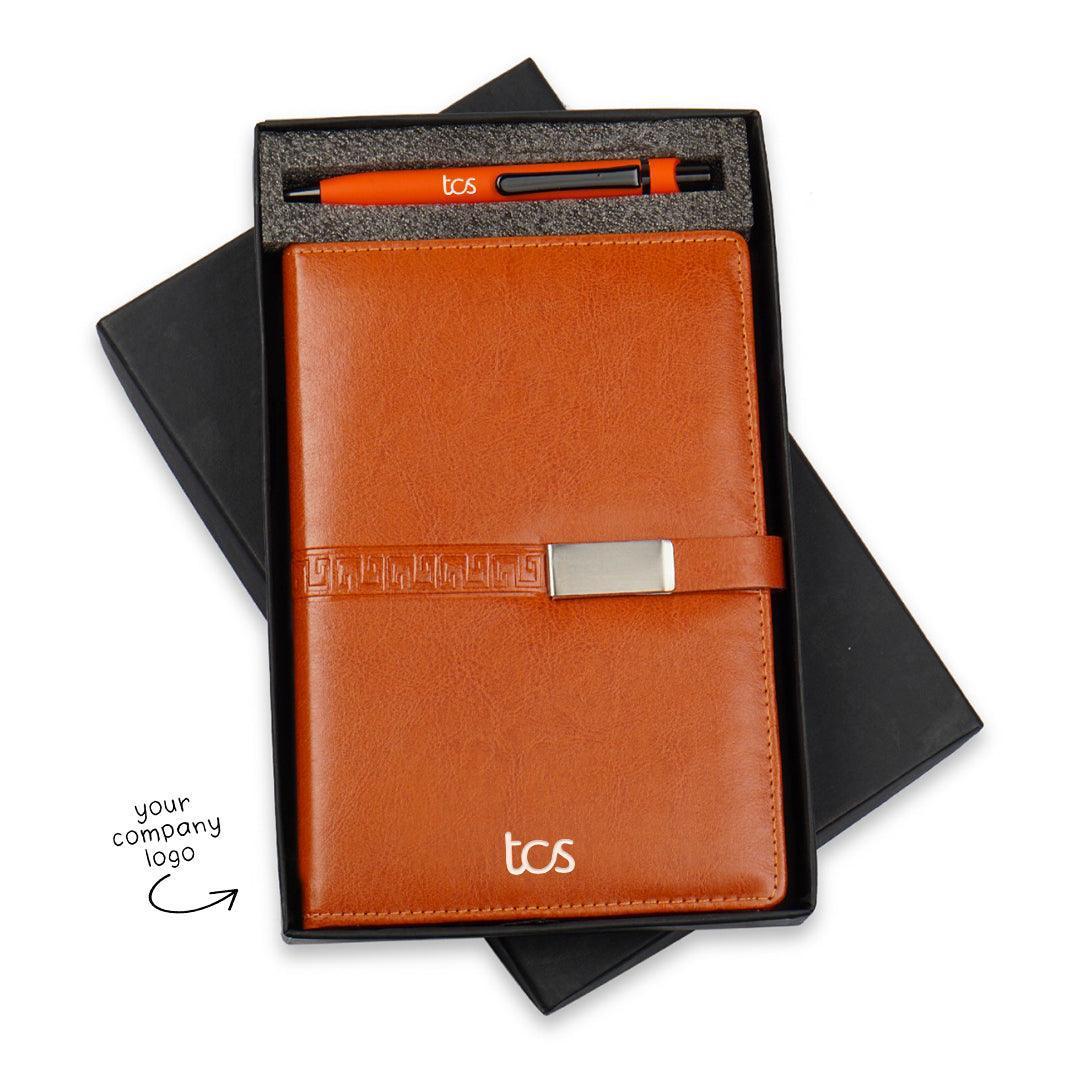 Personalized Company Logo - Rust color Diary & Pen Joining Kit - Gift Lift