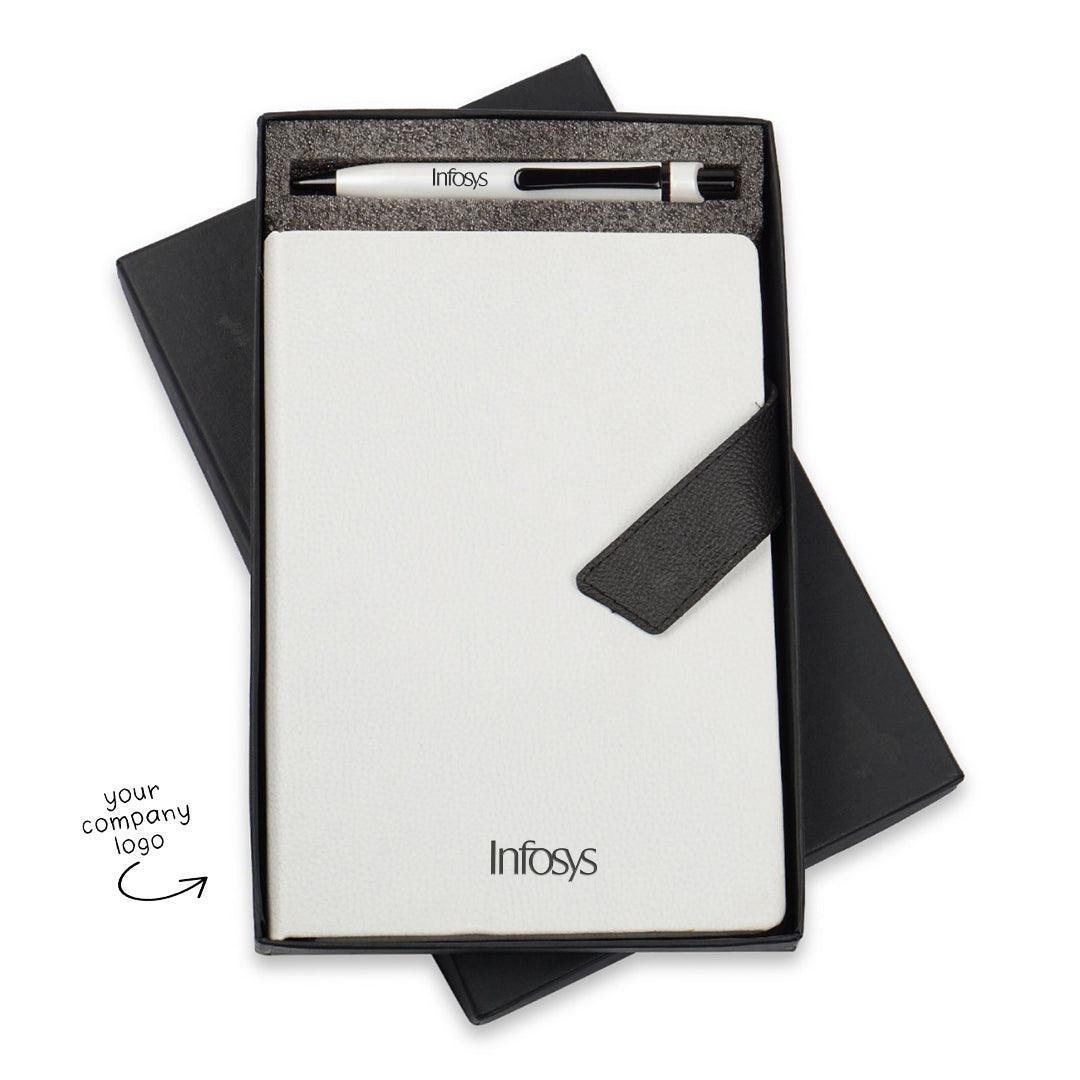 Personalized Company Logo - White color Diary & Pen Joining Kit - Gift Lift